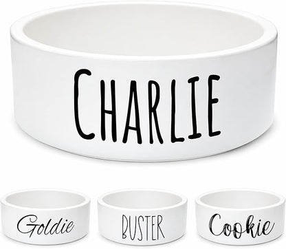 Custom Pet Bowl for Dogs & Cats | Personalized Food & Water Dish with Name | Microwave & Dishwasher Safe Ceramic Feeding Bowl | Gift for Puppy, Kitten & Rabbit Owners | White – Large