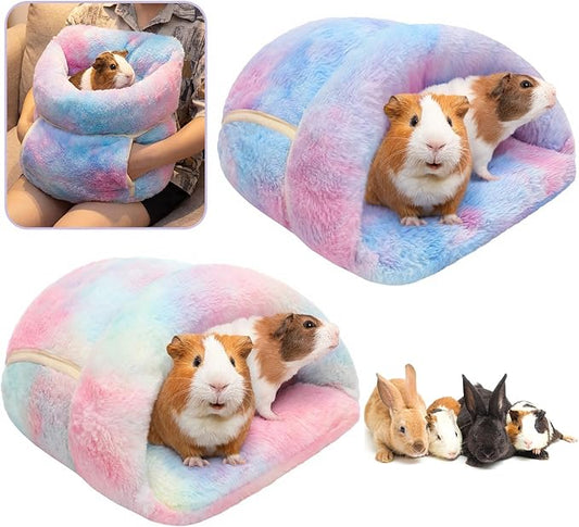 Wenqik 2 Pcs Guinea Pig Hideouts Washable Bunny Bedding Cuddle Warm Small Pet Sack Supplies Portable Pet Carrier Cage Nest Guinea Pig Accessories for Cage (Gradient Colors,Blending)