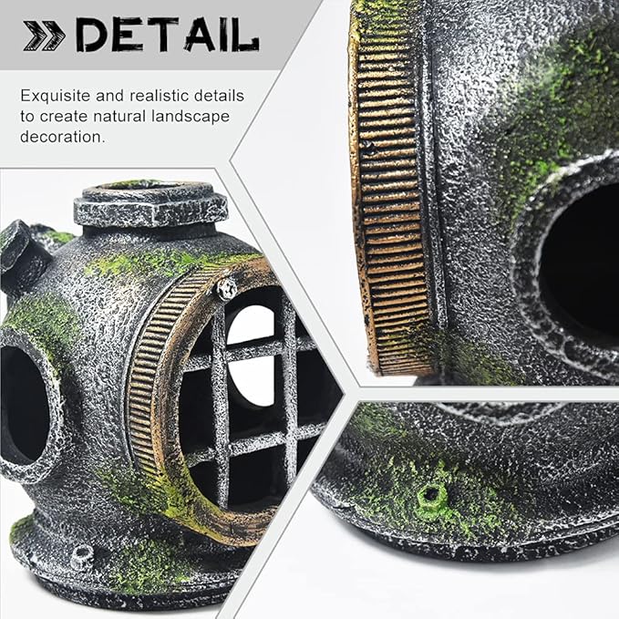 PTFJZ Fish Tank Decorations Betta Fish Accessories Disney Aquarium Decorations Clownfish House for Sleep Rest Hide and Play Scuba Helmet Wreckage Aquarium Décor Backgrounds