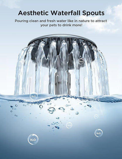 7L/1.8Gal Dog Water Fountain for Large Dog, FEELNEEDY Dog Water Bowl Dispenser Pet Water Fountain, Water Dispenser for Dogs with Ultra Quiet Pump for Multiple Pets with 3 Filters (FN-W05, Clear Blue)