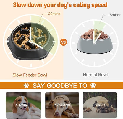 UPSKY Slow Feeder Dog Puzzle Bowl, Interactive Bloat Stop Non-Slide Lick Treat Bowl for Small Medium Dogs (Black)