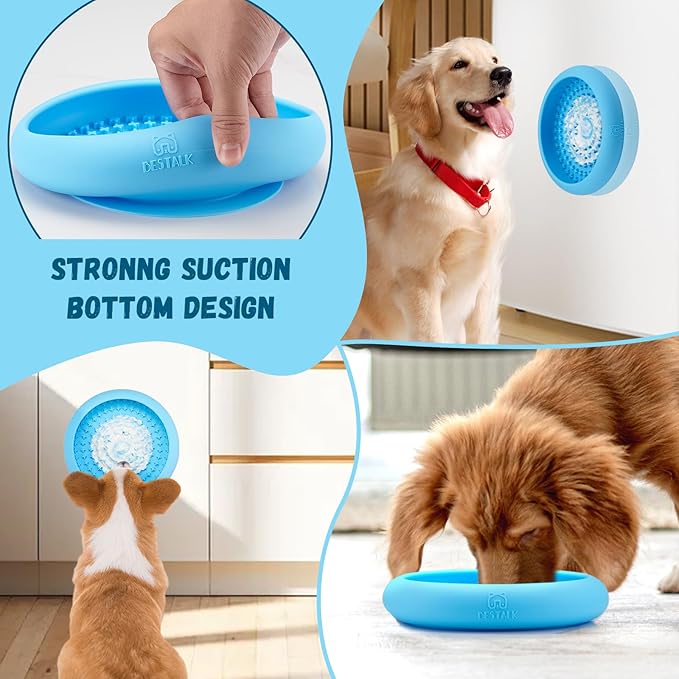 Dog Lick Bowl, Bestalk Anxiety Relief Slow Feeder Dog Lick Mat Treat Dispenser, Non-Slip Dogs Licking Bowl Enrichment Toys, BPA Free Silicone, Dishwasher Safe