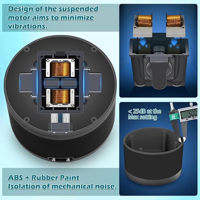 LYPHARD AQUARIUMS Aquarium Air Pump, Dual Outlets 8W Ultra Quiet Aerator for 30-1000 Gallon Fish Tank Bubbler Adjustable Air Flow with Accessories