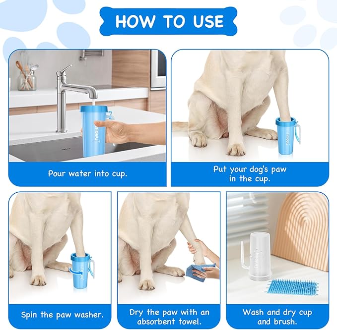 Paw Cleaner with Handle for Large Dogs and Pets | Foot Washer to Clean Muddy Dog Paws