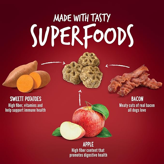 Fruitables Dog Treats, Apple Bacon Flavored | Low Calorie | Training Treats | Wheat-Free | 5oz Pack of 4