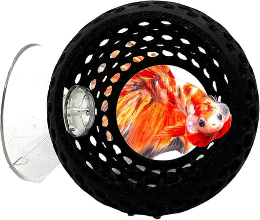 CTWPets Betta Bulb Hide | Betta Rest Fish Tank Ornament | Aquarium Cave with Suction Cup for Small Fish Tank, Betta Habitat, Shrimp Hideout, Aquatic Decor (Black)