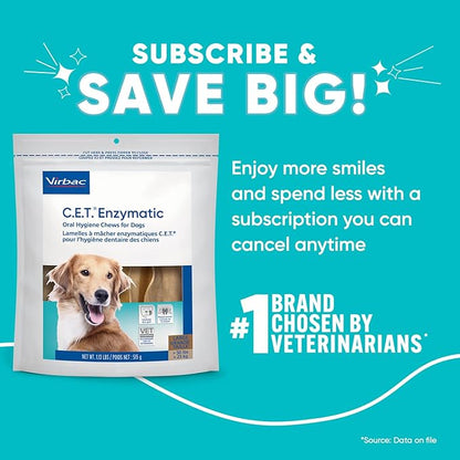 C.E.T. Enzymatic Oral Hygiene Chews for Dogs - Plaque & Tartar Control - Single Layer Beefhide with Exclusive Dual-Enzyme System & Tasty Chicken Flavor - Easy to Give Dog Dental Chew