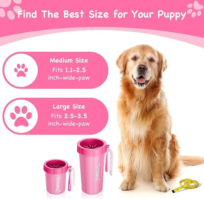 Paw Cleaner for Dogs Medium Small Breed with Handle | Dog Paw Cleaner to Clean Muddy Paws | Dog Foot Cleaner Paw Washer for Dogs & Pets| Dog Feet Washer (Red)