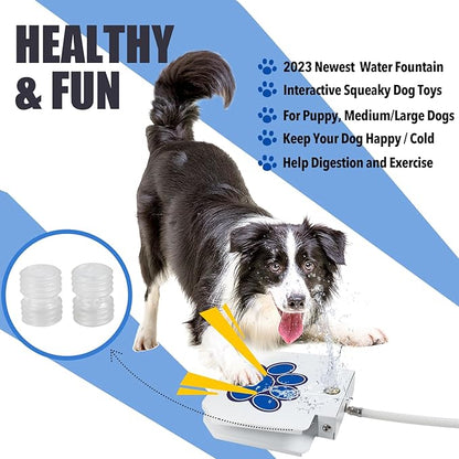 Poofzy Dog Water Fountain Step On, Outdoor Dog Water Sprinkler for Large Dogs, with Upgrade Copper Valve Set, Easy to Use, Fresh Water to Drink (Blue)