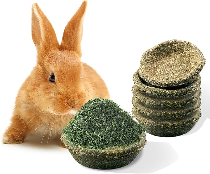 Jiaxix 5 Pack Furry Timothy Hay Chewing Bowl for Guinea Pig & Bunnies,Edible Guinea Pig Food,Guinea Pig Toys, Bunny Toys