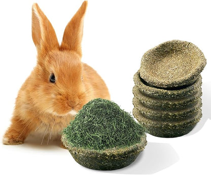 Jiaxix 5 Pack Furry Timothy Hay Chewing Bowl for Guinea Pig & Bunnies,Edible Guinea Pig Food,Guinea Pig Toys, Bunny Toys