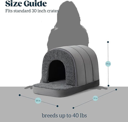 Indoor Dog House - Orthopedic Dog Tent Bed w/Egg-Crate Foam - Pet Bed with Cover Cave - Waterproof Lining - Nonskid Bottom, Ideal for Medium Breeds & Fits 30-Inch Crate - 29"x18"