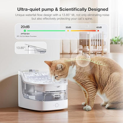 PF1 2L Cat Water Fountain Smart App Control 8 Layers Filtration Automatic Water Dispenser for Cats Dogs Pet Water Fountain Wireless Pump Pet Health Manager 2.4G WiFi