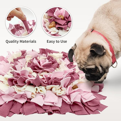 LIVEKEY Pet Snuffle Mat for Dogs, Dog Feeding Mat, Nosework Training Mats for Foraging Instinct Interactive Puzzle Toys (Red&Pink&White)