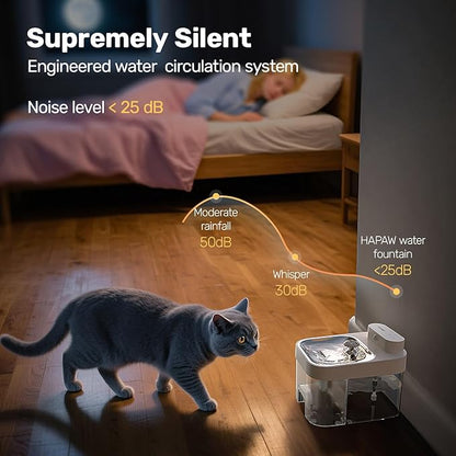 Cat Water Fountain, Wastewater Separation & No Filter Cotton, Pet Water Dispenser with 101oz/3L Large Capacity Tank, Wireless Automatic Water Fountains for Cats Indoor Cat Watering Supplies