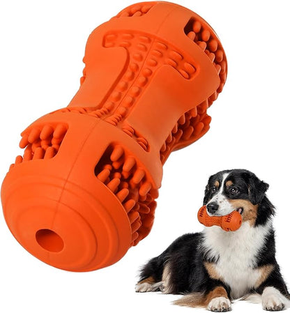 Durable Dog Chew Toy for Teeth Cleaning, Natural Rubber Dental Toy for Small Medium Dogs & Teething Puppies, Tough Chew Toy for Aggressive Chewers, Reduce Boredom and Keep Dogs Busy (Orange)