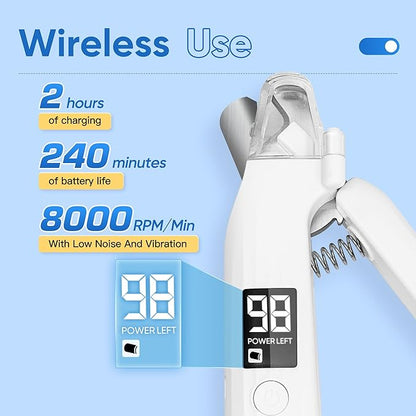 PETCHO 2-in-1 Dog Nail Clipper, Dog Electric Nail Grinder for Large Medium Small Dogs, 2 LED Lights Cats Nail Trimmer with Battery Display