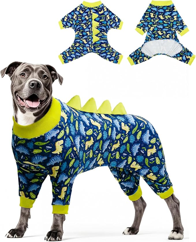CuteBone Dinosaur Costume Dog Pajamas, Stretchy Spandex Crystal Velvet Sleepwear Coat for Small Dogs, Soft & Warm Pet Outfit Clothes for Cold Weather, Cozy Pullover Design COSP10-3XL