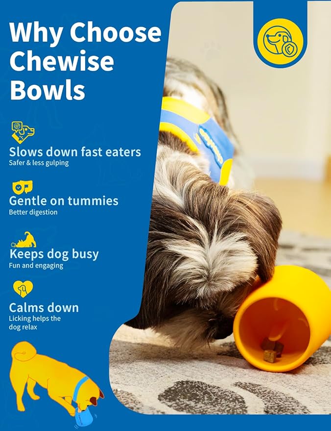 2-in-1 Enrichment Bowls for Dogs – Durable Dog Food Wobble Bowl Slow Feeder & Licking Mat Bowl Set, Food-Grade TPU Dog Enrichment Toys, Dishwasher Safe Licking Toy