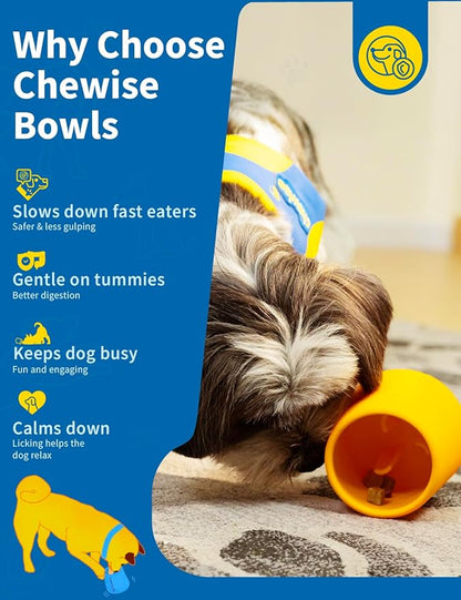 2-in-1 Enrichment Bowls for Dogs – Durable Dog Food Wobble Bowl Slow Feeder & Licking Mat Bowl Set, Food-Grade TPU Dog Enrichment Toys, Dishwasher Safe Licking Toy