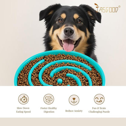 JASGOOD Slow Feeder Dogs Bowl for Large Medium Dogs,Anti-Gulping Pet Slower Food Feeding Bowls Stop Bloat,Preventing Choking