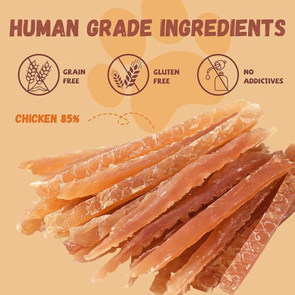Chicken Jerky Strips Dog Treats, Natural Dehydrated Chicken Snacks w/Taurine, Soft & Chewy Training Treats for Small Medium Large Dogs, Rawhide-Free, Grain-Free, 10.6 oz