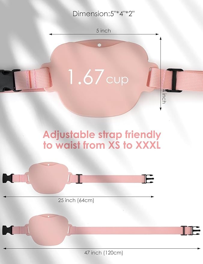Dog Treat Pouch with Training Clicker, Upgrade Stronger Magnetic Closure to Avoid Spilling, 1.67 Cup Silicone Treat Bag Fanny Pack with Waist Belt for Pet Training Walking (Pink)