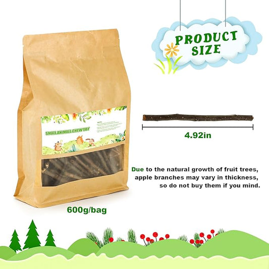 matafat 600g/1.3lb Apple Sticks Chew Toys for Guinea Pigs Rabbit Teeth Grinding Treats Toys for Bunny Chinchillas Hamster Gerbil Parrot Small Animal Pet Supplies