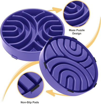 WHIPPY Slow Feeder Dog Bowl - Anti-Choking Maze, Anti-Slip Interactive Puzzle Feeder, Pet Bowl for Large Medium Dogs, Lavender