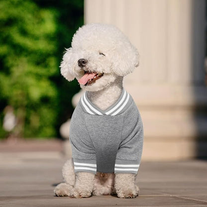 Dog Sweaters for Large Dogs, Brushed Fleece Dog Sweater Baseball Jacket Large Pet Sweater Clothes Soft Warm Boy Girl Pet(Gray-L)
