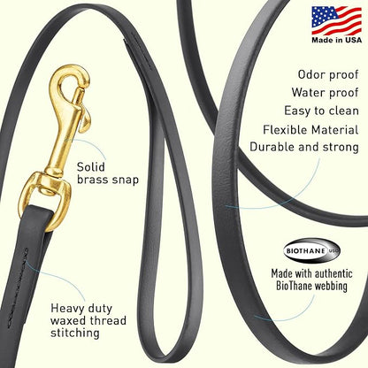 Viper Biothane Working Tracking Lead Leash Long Line for Dogs, Black 1/2" x 15ft