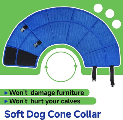 Dog Cone Collar S, Soft Cones for Large Medium Small Dogs,Adjustable Dog Cone Alternative to Stop Licking, Comfy Elizabethan Collar for After Surgery Wound Healing & Hot Spots Blue