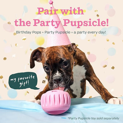 WOOF Pupsicle Birthday Pops - Healthy Dog Treats - Pre-Made Pupsicle Refills - Wholesome Ingredients - Naturally Sweet - Cake-Flavored Birthday Treat for Dogs - XL