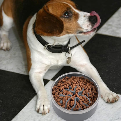 Jaoul Slow Feeder Dog Bowls Insert, Puzzle Slow Feeder Insert with 30 Octopus Suction Cups for Small Medium Large Size Dog Food Bowl (4.72 inch, Grey)