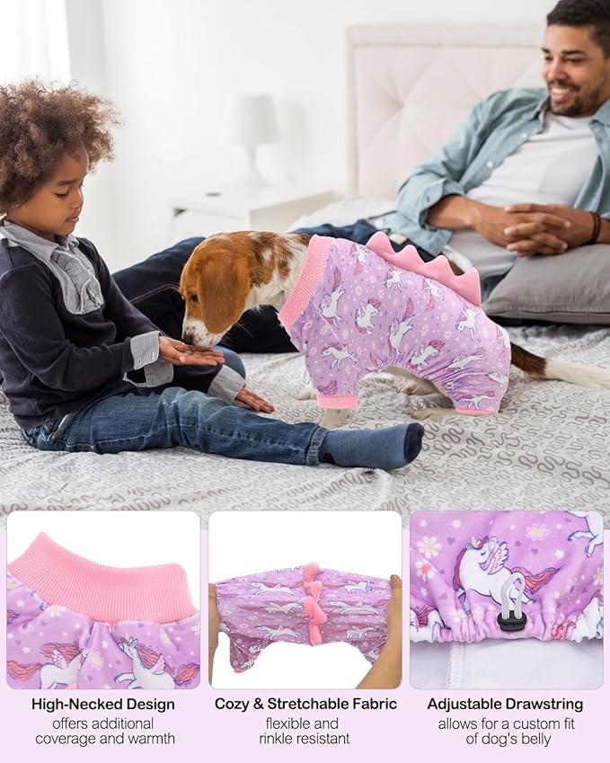 CuteBone Dinosaur Costume Dog Pajamas, Stretchy Spandex Crystal Velvet Sleepwear Coat for Small Dogs, Soft & Warm Pet Outfit Clothes for Cold Weather, Cozy Pullover Design COSP11XS
