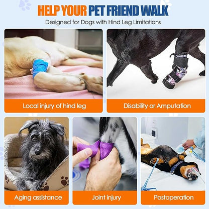 SlowTon Dog Lift Harness - Adjustable Dog Sling for Medium Large Dogs, Hind Leg Support to Help Rehabilitate, Soft Padded Dog Support Harness for Elderly, Injured, Arthritic, Disabled Dogs(BL,S)