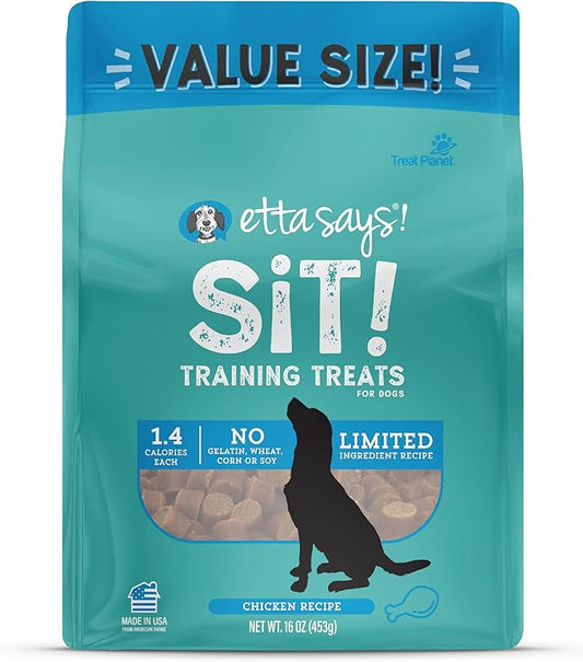 etta says! Sit Training Treats - All Natural Chicken Soft Treats for Dogs - Made in The USA - Soft & Chewy for Small, Medium & Large Dogs or Puppies