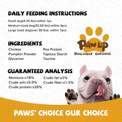 PAWUP Dog Treats Chicken Wrapped Biscuits Pumpkin Sticks, Rawhide Free Soft Chewy w/Taurine, Dog Training Treats,12.5 oz