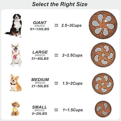 Slow Feeder Dog Bowls Large Breed 3Cups, Food Grade 304 Stainless Steel Dog Bowls with Non-Slip Base, Maze Pet Dish to Slow Down Eating, Metal Slow Feeder Dog Bowl
