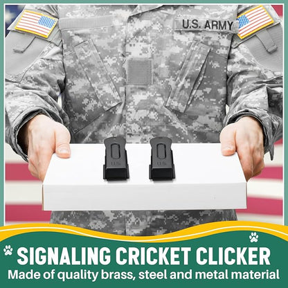 2 Pieces Brass Pet Training Clicker Signaling Cricket Clicker Metal Dog Clicker for Puppy Cats Trainer Pet Owners (Black)