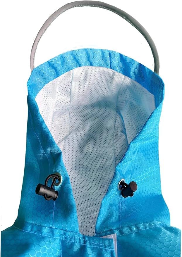 Dog Raincoat Waterproof Reflective Slicker - Lightweight Breathable Hooded Poncho Rain Coat Jacket with Adjustable Belly Strap and Leash Hole for Small Medium Large Dogs (Blue, X-Small)