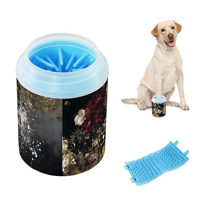Dog Paw Cleaner Washer Cup Fancy Animal Print for Muddy Pet Foot 1 Pack