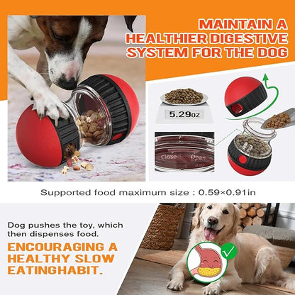 Interactive Dog Puzzle Toy - Keeps Your Beloved Dog Busy & Focused , Mental Stimulation Cognitive Toys | Rolling Large Adjustable Treat Dispenser Ball & Slow Feeder Bowl Combo Set（3.44in,3.44in,6.1in）