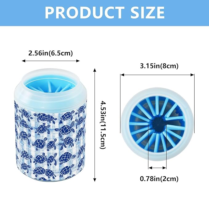 Dog Paw Cleaner Cups for Dogs Pets Foot Washer Paw Scrubber for Medium Small Cats Dogs Cleaning Cup Blue Sea Turtle Tie Dye