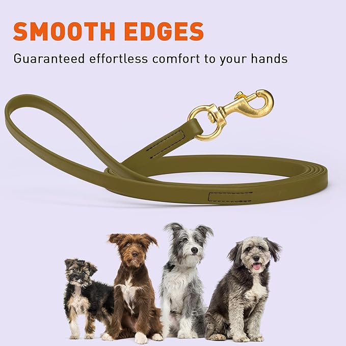 Viper Biothane K9 Working Dog Leash Waterproof Lead for Tracking Training Schutzhund Odor-Proof Long Line with Solid Brass Snap for Puppy Medium and Large Dogs, 15ft Olive Drab Green