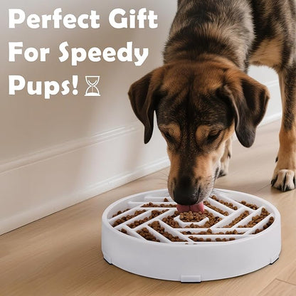 TOBYTO Slow Feeder Dog Bowls Large Medium Breed,Anti-Choking Slow Eating Dog Food Bowl,Non Slip Pet Slower Food Feeding Bowls Large Puzzle Slow Feeder Bloat Stop Maze Dog Dishes,White