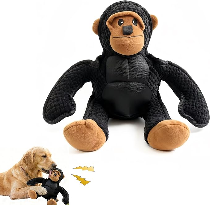 Plush Stuffed Squeaky Dog Toys, Dog Toy Medium、Large Breed, Dog Chew Toys for Non-Aggressive Dogs,Chew Dog Toys to Keep Them Busy,Solomon，11" x 11" Gorilla
