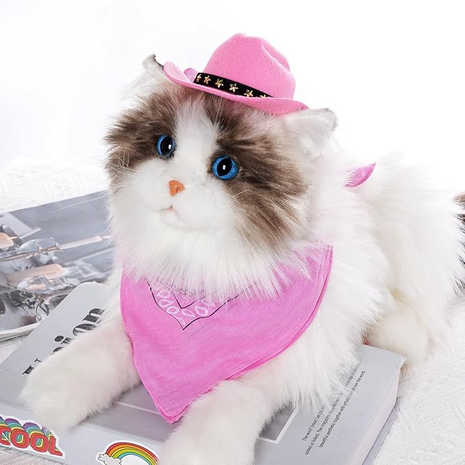 choyaxo Halloween Costumes for Dogs Cat Pet Cowboy Costume Cowboy Hat with Bandana Set for Halloween, Christmas, Holiday, Party, Cosplay (Pink, Medium)