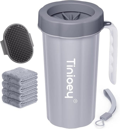 Paw Cleaner with Handle for Large Dogs - Effectively Cleans Muddy Paws and Feet for Dogs & Pets (Gray)
