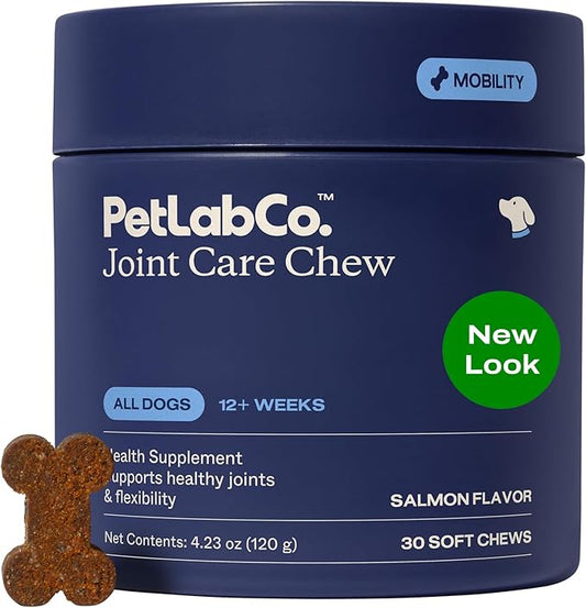 PetLab Co. Joint Care Chews - High Levels of Glucosamine for Dogs, Green Lipped Mussels, and Omega 3 - Dog Hip and Joint Supplement to Actively Support Mobility - Packaging May Vary - Salmon